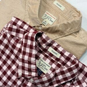 Lot Of 2 J. Crew L/S Shirts (1-Secret Wash, 1-Pima Cotton) Men’s Size MT - EUC
